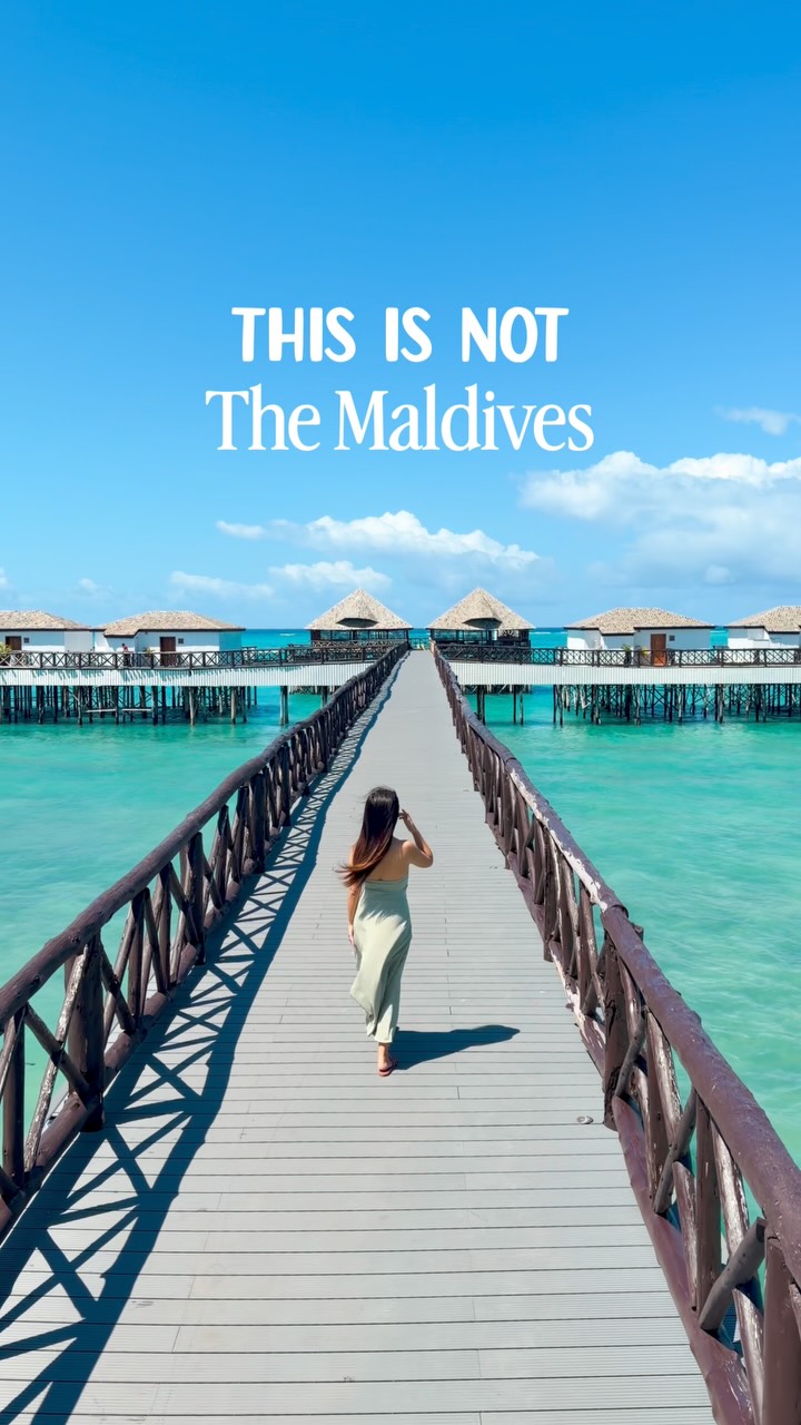 Welcome to Africa ✨ Africa has so many gems like Zanzibar, which is an island off the East Coast of Tanzania 🇹🇿 The water is stunning there and they have overwater bungalows at Le Mersenne Resort that are more affordable than the ones in other tropical locations 💎