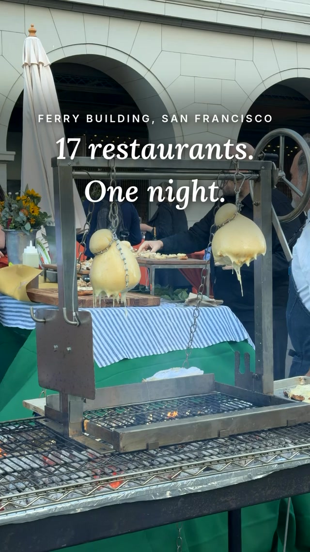 17 restaurants. One night. One very good reason to be at the Ferry Building in October. 🍷

Foodwise Sunday Supper is the yearly feast from the team behind SF’s Ferry Plaza Farmers Market, and every bite starts with a local farm.

In order of appearance:
🧀 Delfina’s caciocavallo, melted straight off the fire
🥄 Tsar Nicoulai’s kabocha tartlet with caviar
🌼 Little Saint’s savory pound cake with nasturtium
🍢 Abacá’s pork jowl tocino with K&J Orchards apples
🐟 Flour + Water’s salmon tartare with Meyer lemon and roe
🥟 Azalina’s Stemple Creek lamb dumpling

Save this for next October, and tell me which one you’re eating first 👇