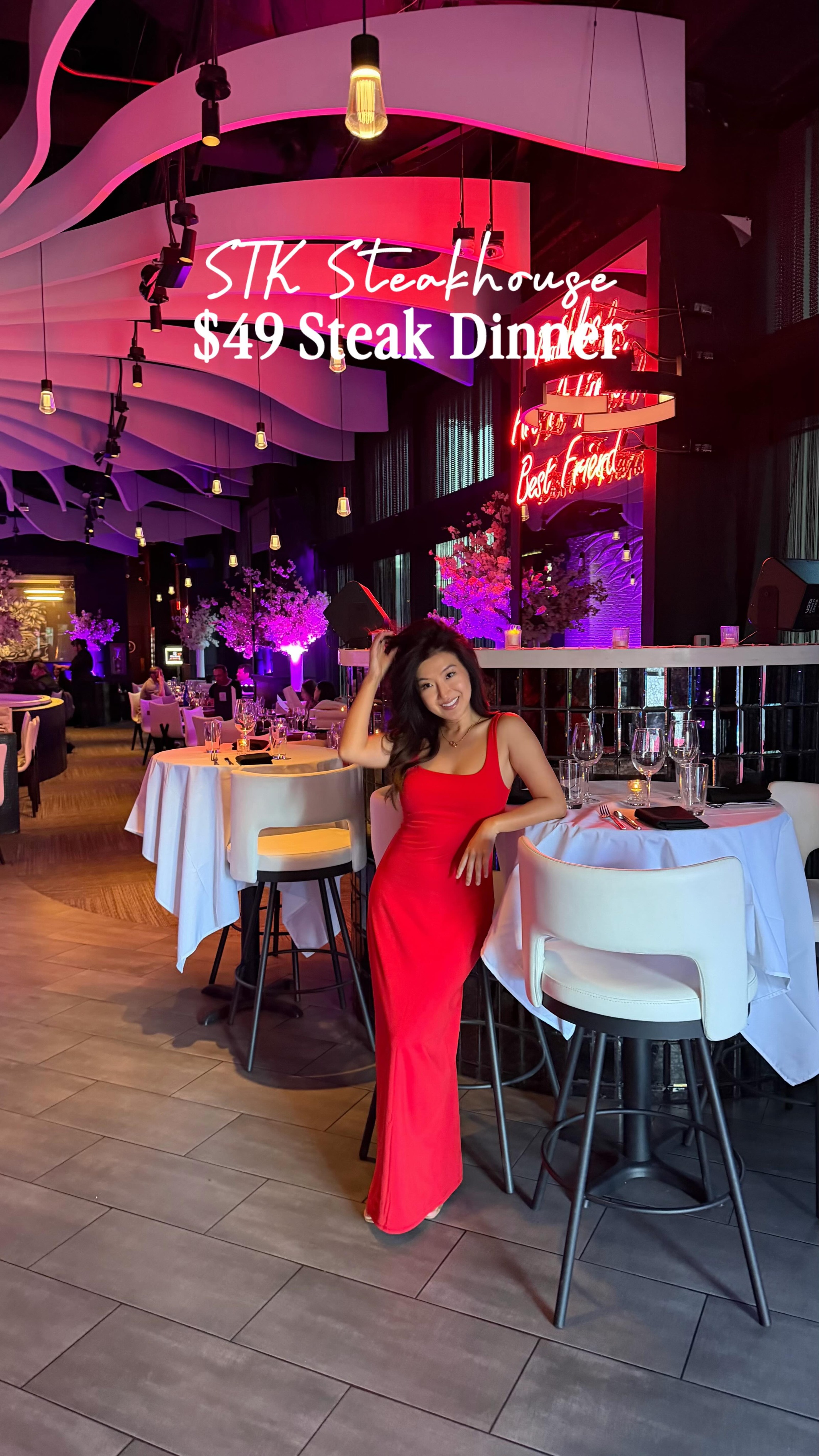 My birthday is this weekend so I started celebrating early with the girls at STK Steakhouse 🎂🥩✨ @eatstk 

And wait for this… they’re doing a $49 per person 3-course steak dinner Sunday–Thursday 😱 which is honestly such a steal in this economy

Each person gets:
✔️ a starter (wagyu lil’ burgers, jalapeño pickled shrimp cocktail, or caesar)
✔️ an entrée (filet, NY strip, miso Chilean sea bass, salmon, or truffle pasta 🤤)
✔️ a side + dessert (hello bag o’ donuts 🍩)

There’s even an option to upgrade to a 28oz dry-aged porterhouse to share 👀

Save this for your next girls night / birthday dinner / date night 💖
