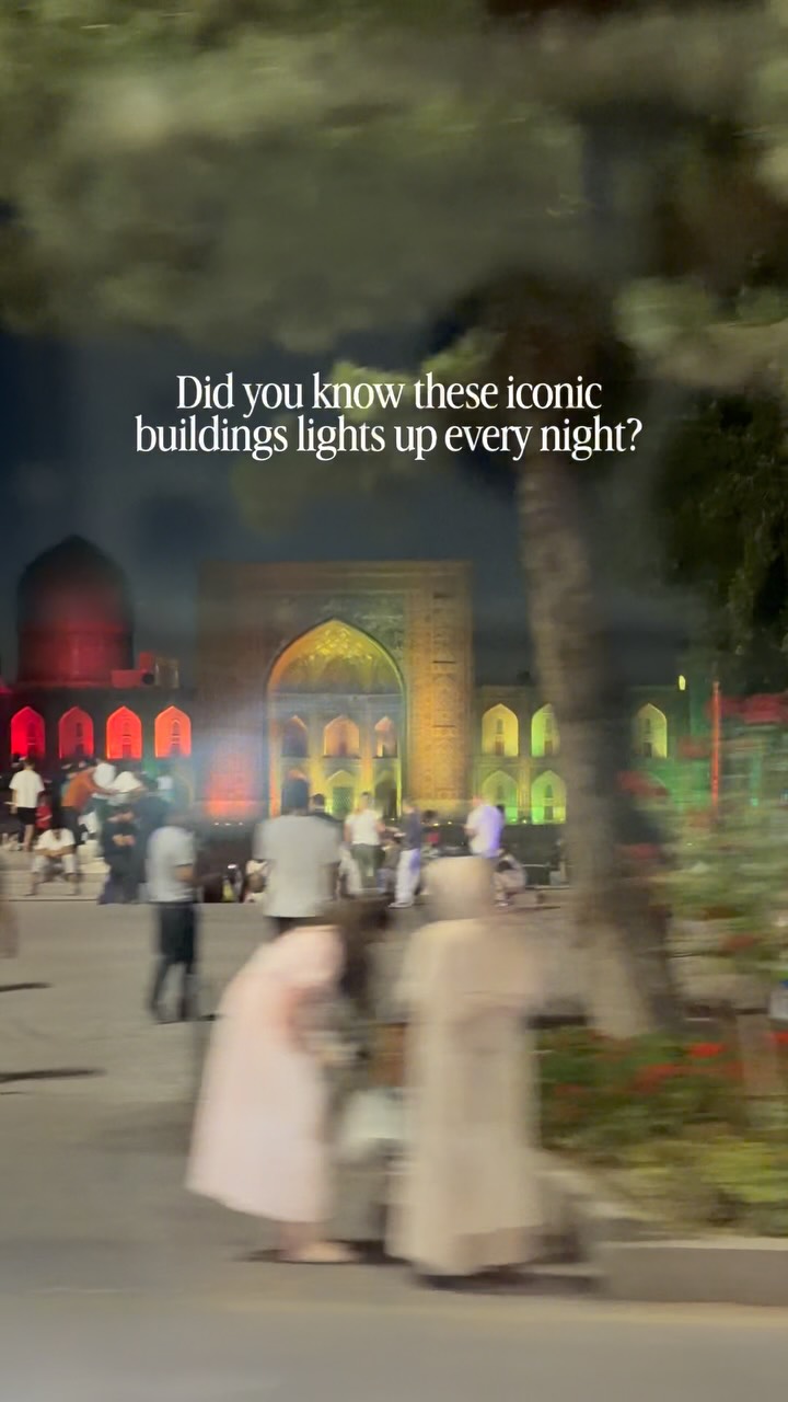 Every night at 9pm Registan Square in Uzbekistan lights up! I was too tired to go see it but one day we drove by it and it sure is pretty 😍