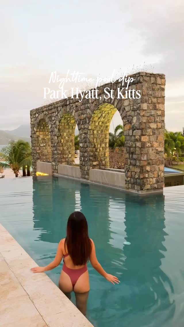 A nighttime dip in @parkhyattstkitts two pools, one of which has stars ☺️✨